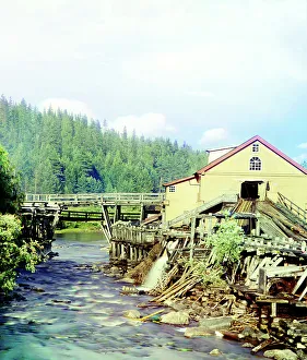 Sawmill Prints: Sawmill on the Kumsa River near the Medvezhia Gora Station