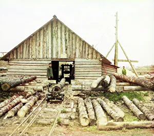 Sawmill Prints: Sawmill, Oka River, 1912. Creator: Sergey Mikhaylovich Prokudin-Gorsky