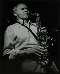 Wavendon Prints: Saxophonist Bruce Turner playing at The Stables, Wavendon, Buckinghamshire. Artist