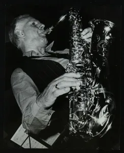 Rendell Prints: Saxophonist Don Rendell performing at The Bell, Codicote, Hertfordshire, 29 August 1982
