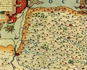 Britain In Pictures Collection: Saxtons Map of Norfolk, 1574, (1944). Creator: Christopher Saxton