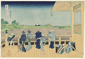 Sazai Hall at the Temple of the Five Hundred Arhats (Gohyakurakanji Sazaido), from... c. 1830/33. Creator: Hokusai