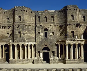 Scaenae frons, porticus post scaenam and pulpitum, Roman Theatre, Bosra, Syria, 2001. Creator: LTL