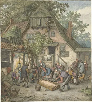 Butcher Prints: Scalding the Hog, 1678. Creator: Adriaen van Ostade