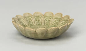 Yaozhou Ware Gallery: Scalloped Dish with Stylized Floral Sprays and Sickle-Leaf Scrolls, 12th / 13th century