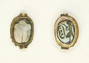Amunhotep Collection: Scarab: Cartouche and Standing King, Egypt, New Kingdom, Dynasty 18