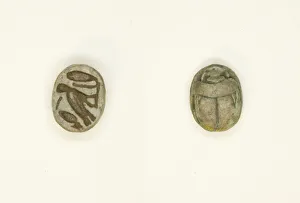 30th Dynasty Gallery: Scarab: Cobra, m-owl, and sign (sDm?), Egypt, New Kingdom-Late Period
