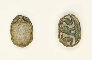 16th Century Bc Prints: Scarab: Confronted Cobras with Falcon, Egypt, Second Intermediate Period, Dynasty 15