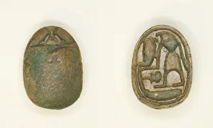 Headed Prints: Scarab: Falcon-Headed Deity with Cobra, Egypt, Second Intermediate Period-New Kingdom
