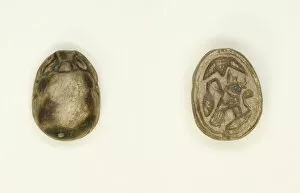 Soapstone Gallery: Scarab: Falcon with Red Crown and Cobra (?), Egypt, New Kingdom, Dynasties 18-19 (?)
