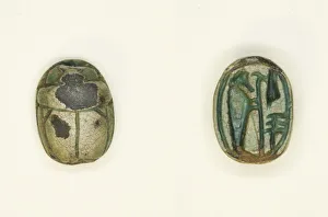 Scarab Prints: Scarab: The God Ptah with Ma at Feather and Djed-Pillar, Egypt, New Kingdom