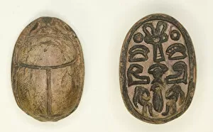 Soapstone Gallery: Scarab: Hathor Sistrum with Hieroglyphs (xaw-signs, hAt-signs, child signs