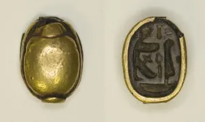 Re Horakhty Prints: Scarab: Hieroglyphs and Figures (Re-Harakhti, nb- and ma at signs), Egypt, New Kingdom