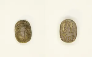 30th Dynasty Prints: Scarab: Ma at with Hieroglyphs, Egypt, New Kingdom-Late Period