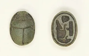 Glazed Steatite Prints: Scarab: Sobekhotep, Egypt, New Kingdom, Dynasty 18-20 (about 1550-1069 BCE)