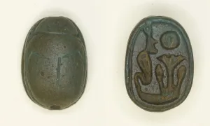20th Dynasty Gallery: Scarab: Uraeus with Lotus, Egypt, New Kingdom, Dynasties 18-20 (about 1550-1068 BCE)