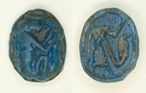 12th Century Bc Gallery: Scaraboid: Thoth as a Baboon with Lunar Crescent, Egypt, New Kingdom, Dynasties 19-20