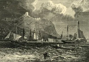 Stormy Prints: Scarborough Castle, from the Sea, 1898. Creator: Unknown
