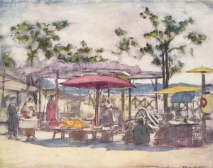 The Scarlet Umbrella, c1887, (1901). Artist: Mortimer L Menpes
