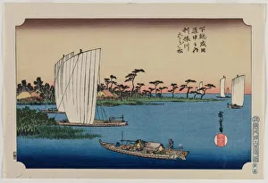 Scattered Pine Trees by the Tone River..., published in 1919. Creator: Ando Hiroshige (Japanese) Scattered Pine Trees by the Tone River..., published in 1919. Creator: Ando Hiroshige (Japanese)