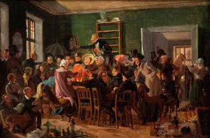 Nivaagaard Collection Prints: Scene from an auction, 1835. Creator: Wilhelm Marstrand