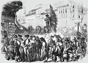 Barricade Prints: Scene at a Barricade during the recent Spanish Insurrection, 1854. Creator: Unknown