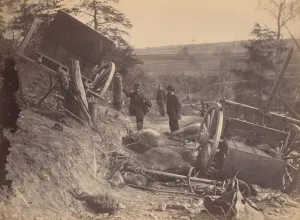 Andrew J Russell Prints: Scene of Battle, Fredericksburg, Virginia [Caissons Destroyed by Federal Shells], May 3