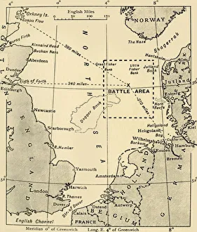 The Scene of the Battle of Jutland, May 31-June 1, 1916, (c1920). Creator: Unknown