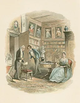 Visiting Prints: Scene from Bleak House by Charles Dickens, 1852-1853. Artist: Hablot Knight Browne