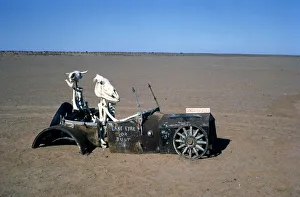 Scene during Bluebird CN7 world land speed record attempt, Lake Eyre, Australia, 1964