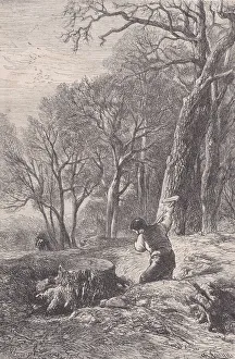 Woodman Prints: Scene d hiver: l arracheur de souches;from Magasin Pittoresque, ca. 1852