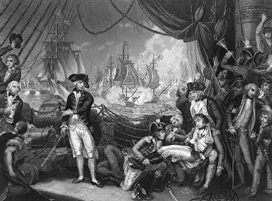 Admiral Earl Howe Collection: Scene on the deck of the Queen Charlotte, 1 June 1794 (c1857).Artist: J Rogers