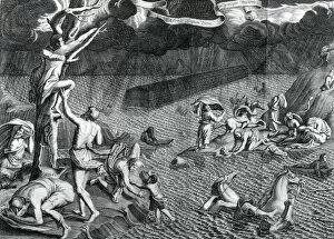Natural Disaster Gallery: Scene of the Deluge, 1675. Artist: Athanasius Kircher