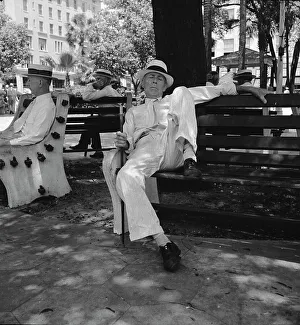 Park Bench Prints: Scene in a downtown park, Jacksonville, Florida, 1936. Creator: Dorothea Lange