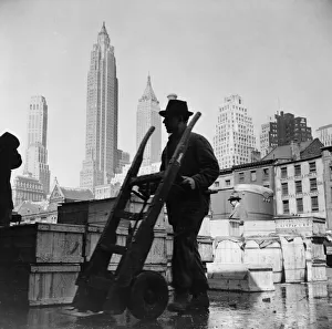 Market Porter Prints: A scene at Fultons fish market, New York, 1943. Creator: Gordon Parks