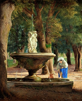 Bending Prints: Scene from the Garden of Villa Borghese in Rome, c1839. Creator: Jorgen Pedersen Roed
