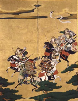 Folding Screens Prints: Scene from the Genpei War, 17th century. Creator: Unknown artist