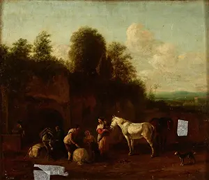 Il Bamboccio Prints: Scene in Front of the Grotto, around 1650. Creator: Unknown