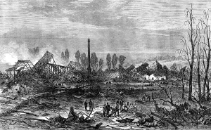 Industrial Accident Prints: Scene of the gun-cotton explosion at Stowmarket, 1871. Creator: Unknown