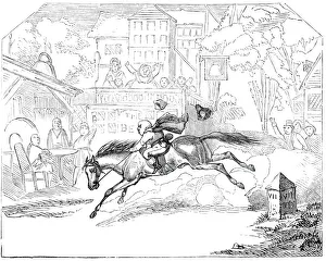 Panto Prints: Scene from Harlequin and Johnnys Ride, at Astley s, 1844. Creator: Unknown