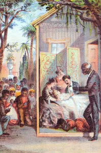 Beecher Stowe Gallery: Scene from Harriet Beecher Stowes Uncle Toms Cabin, c1870