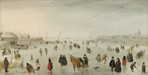 Sled Prints: A Scene on the Ice, 1625. Creator: Hendrick Avercamp