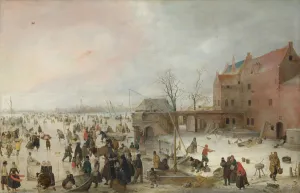 A Scene on the Ice near a Town, c. 1615. Artist: Avercamp, Hendrick (1585-1634) A Scene on the Ice near a Town, c. 1615. Artist: Avercamp, Hendrick (1585-1634)