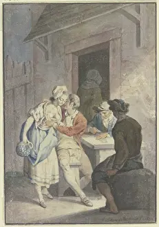 Doors Prints: Scene in front of an inn, 1780. Creator: Gottlieb Welte