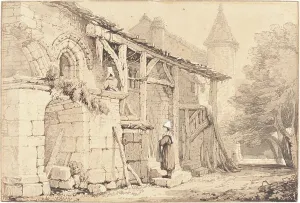 Prout Samuel Prints: Scene at Jumièges, 1820/1830. Creator: Samuel Prout