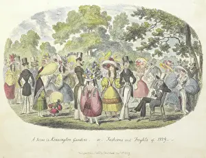 Straw Hat Prints: A scene in Kensington Gardens, or fashion and frights of 1829