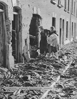 His Majestys Stationery Office Prints: A scene during the London blitz, c1940 (1942)