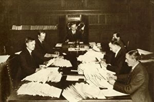 The scene in the Lord Chancellors office...General Election, 1923, (1935). Creator: Unknown