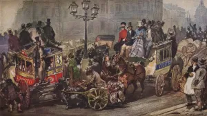 Scene at Ludgate Circus, 1850. Artists: Otto Limited, Eugene Louis Lami Scene at Ludgate Circus, 1850. Artists: Otto Limited, Eugene Louis Lami