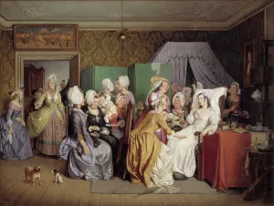 Recovery Prints: Scene from Ludwig Holberg's The Lying-in Room, 1845. Creator: Wilhelm Marstrand
